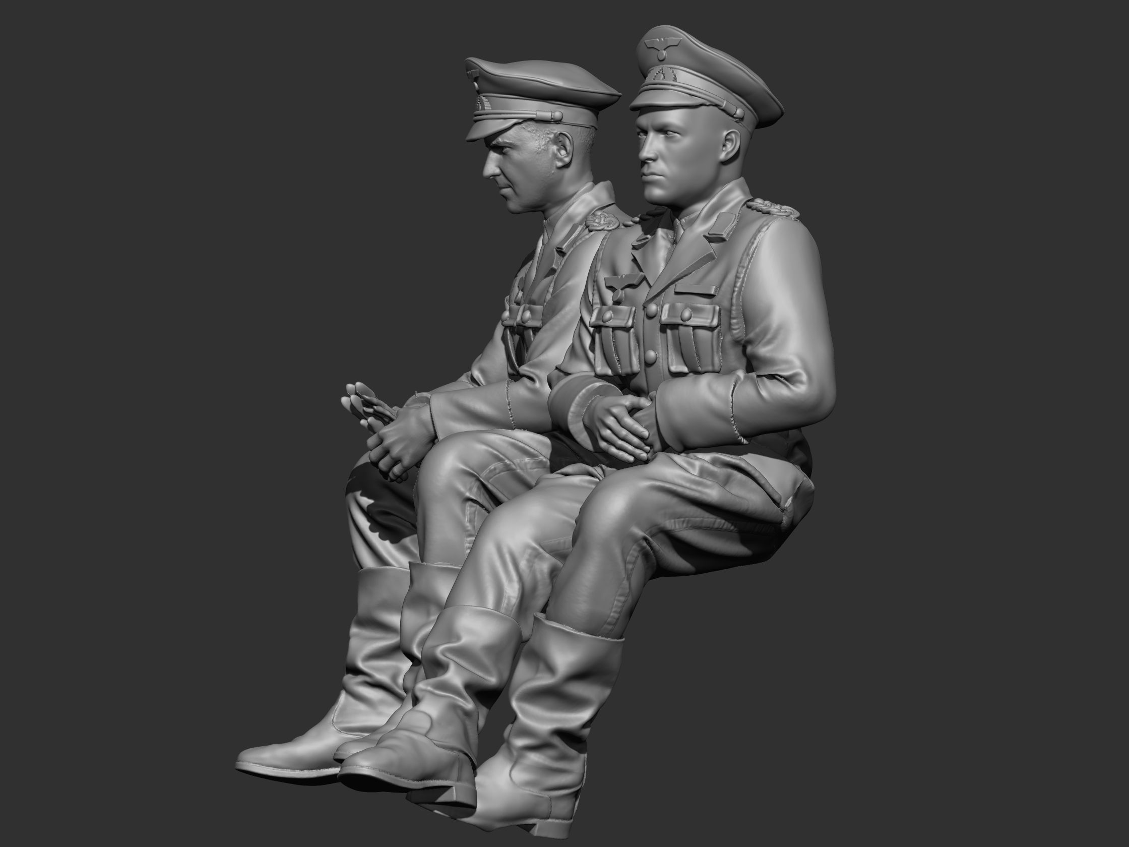 German Officer ww2 3D print model_3
