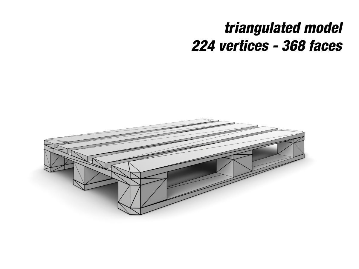 Europalette wooden pallets Low-poly 3D model_10