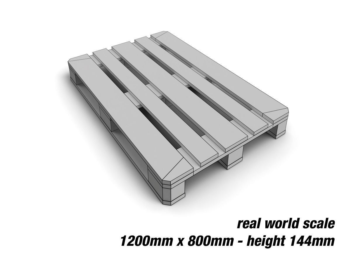 Europalette wooden pallets Low-poly 3D model_9