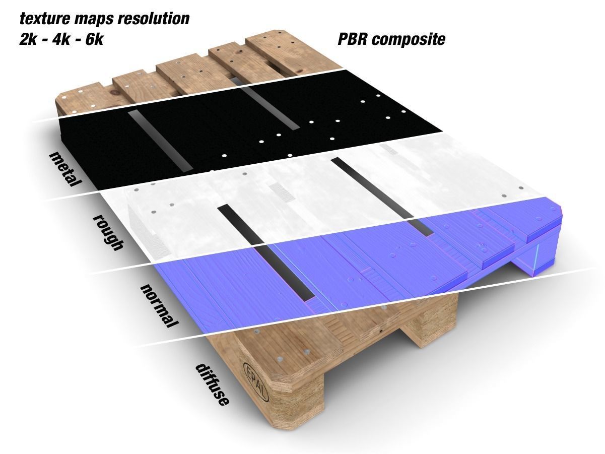 Europalette wooden pallets Low-poly 3D model_12