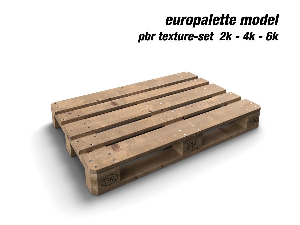 Europalette wooden pallets Low-poly 3D model_4