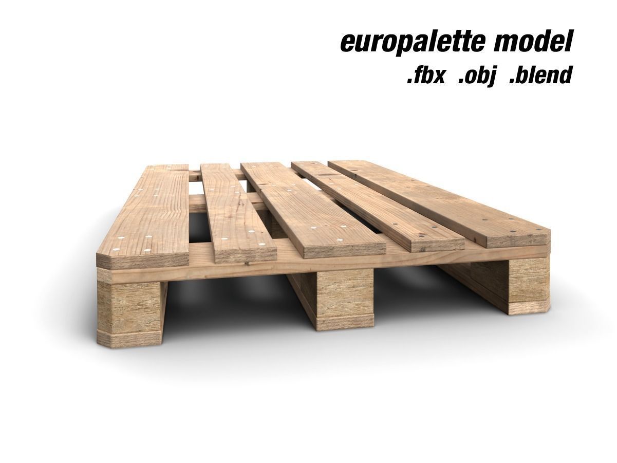 Europalette wooden pallets Low-poly 3D model_6