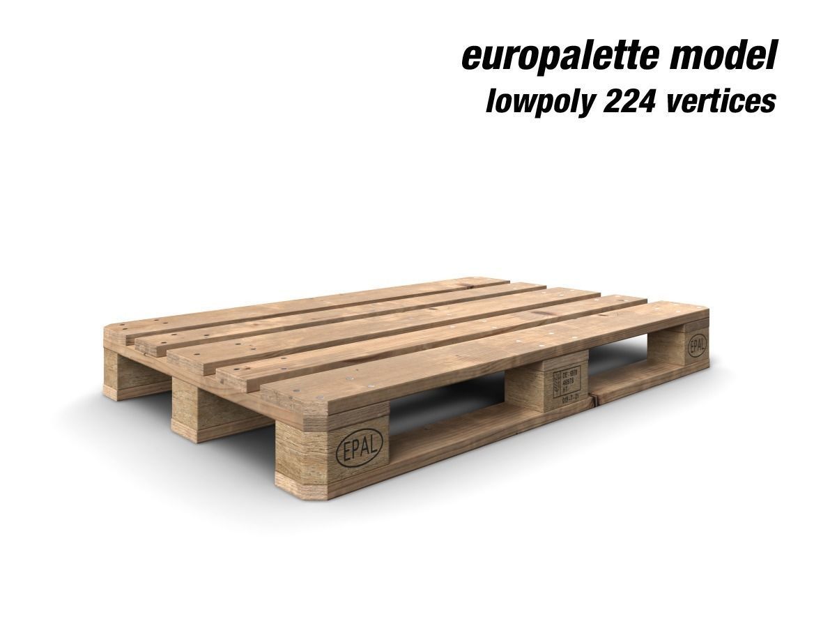 Europalette wooden pallets Low-poly 3D model_2