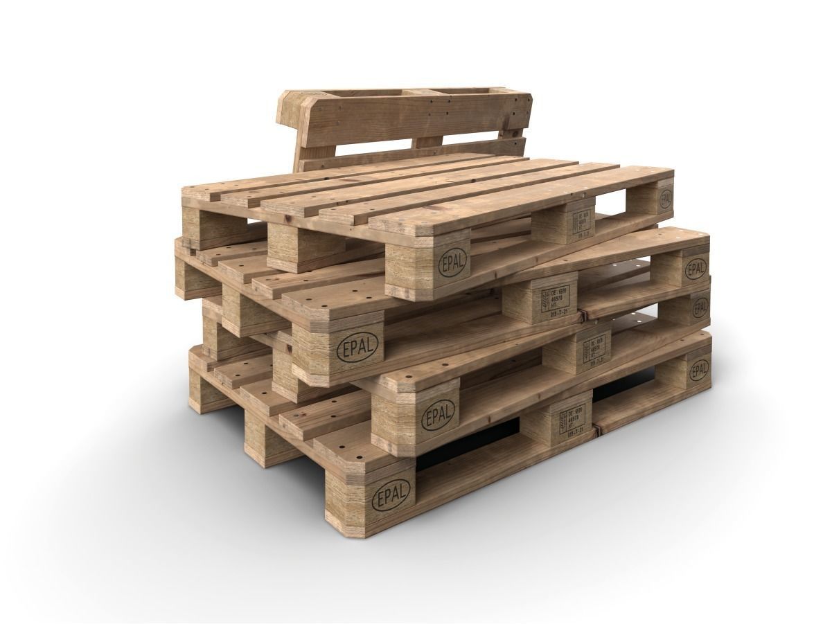 Europalette wooden pallets Low-poly 3D model_1