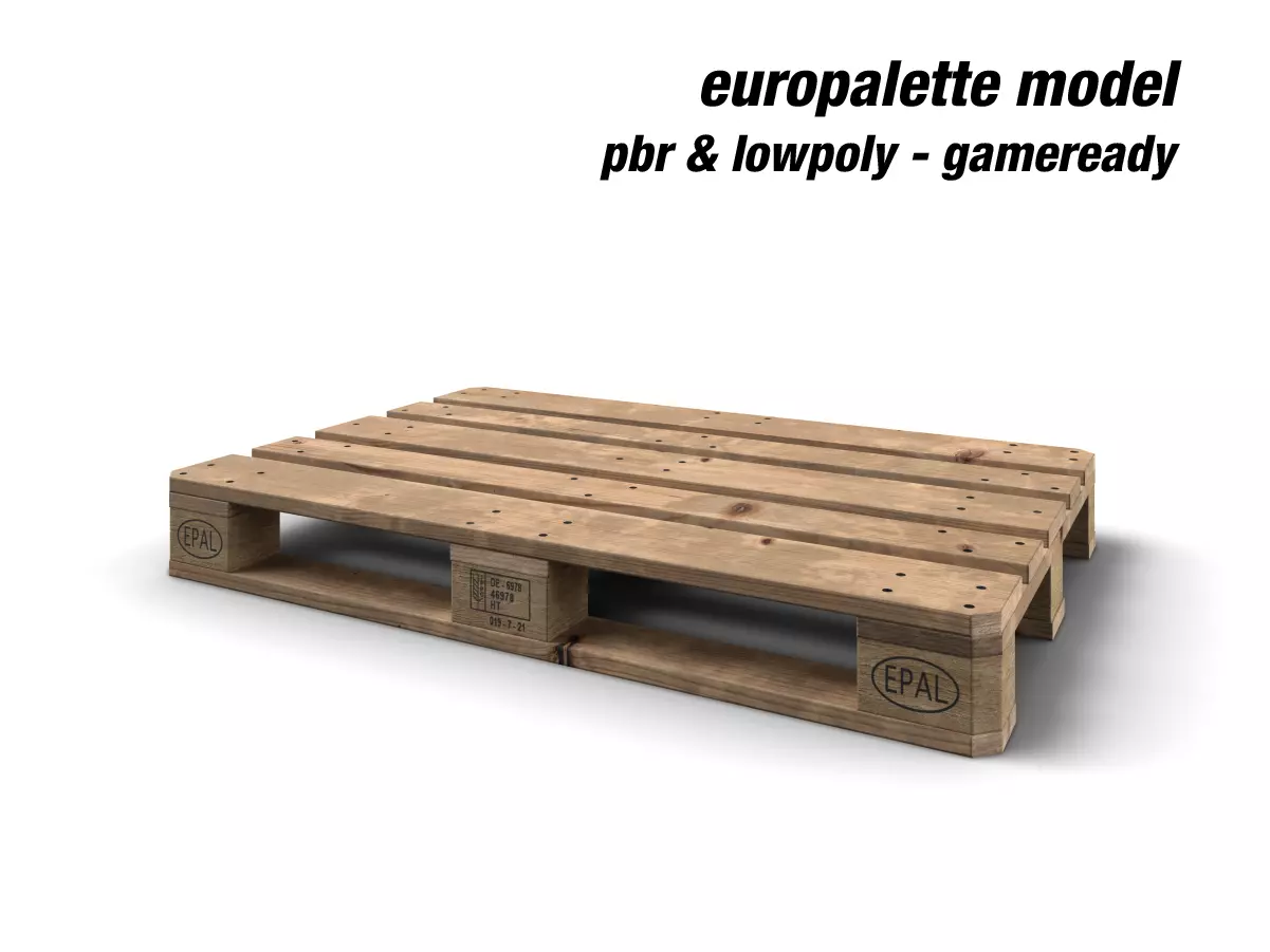 Europalette wooden pallets Low-poly 3D model_0