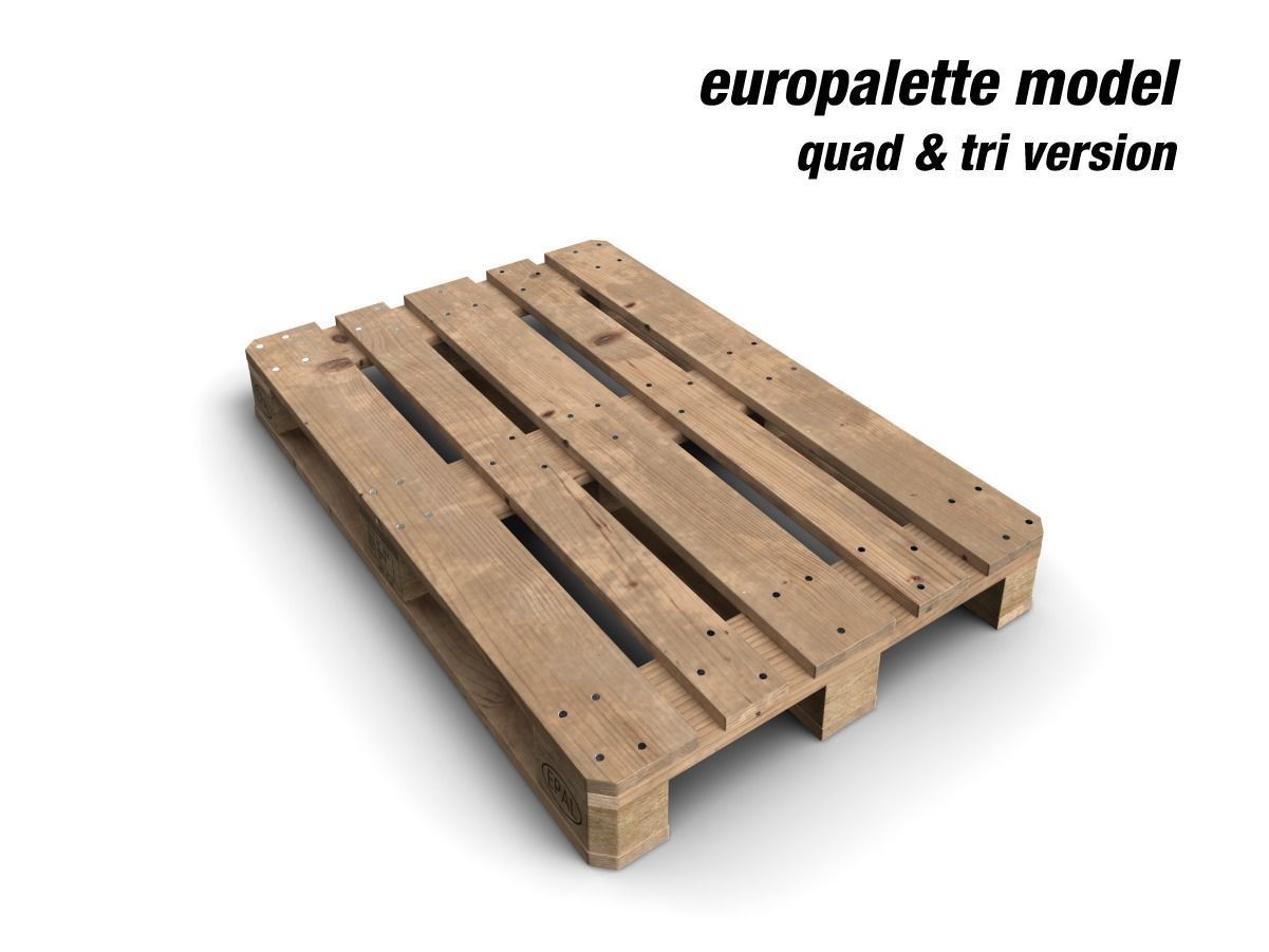 Europalette wooden pallets Low-poly 3D model_3