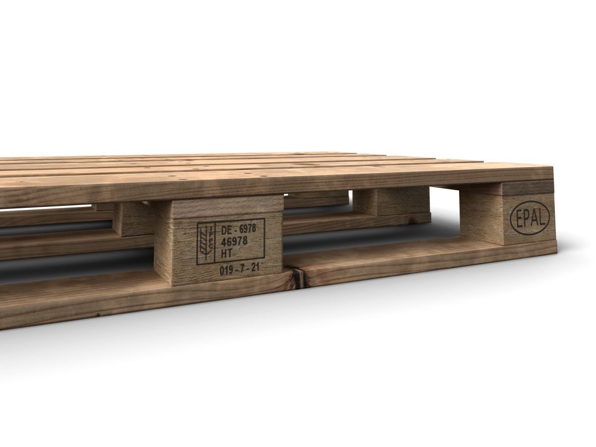 Europalette wooden pallets Low-poly 3D model_7
