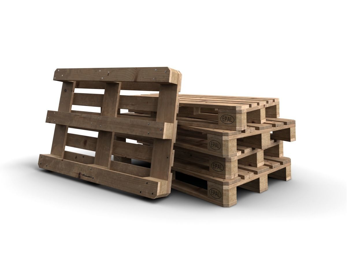 Europalette wooden pallets Low-poly 3D model_5