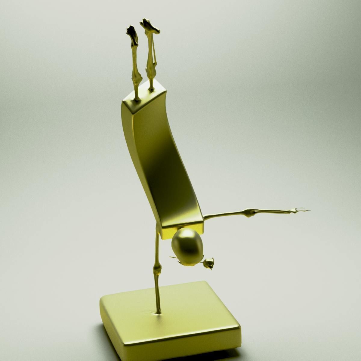 Gymnast gold sculpture of man doing flips 3D model_1