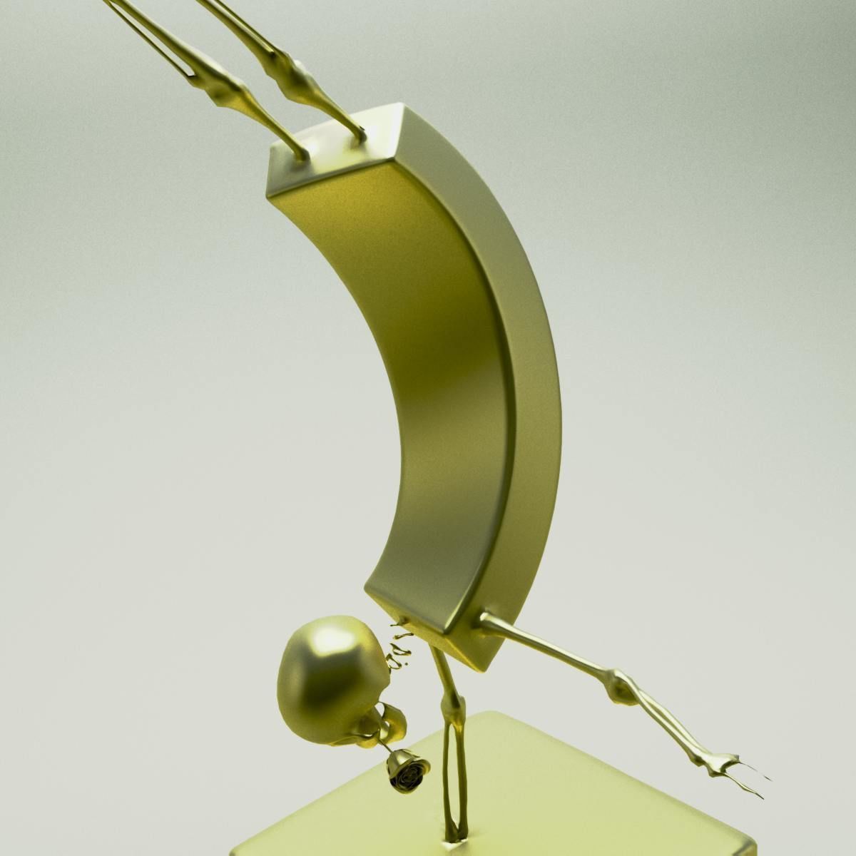 Gymnast gold sculpture of man doing flips 3D model_2