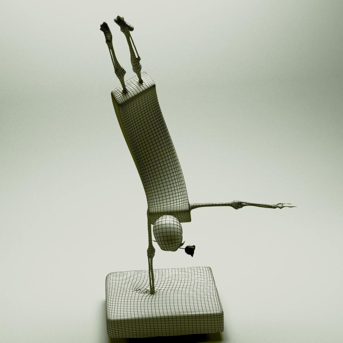 Gymnast gold sculpture of man doing flips 3D model_3