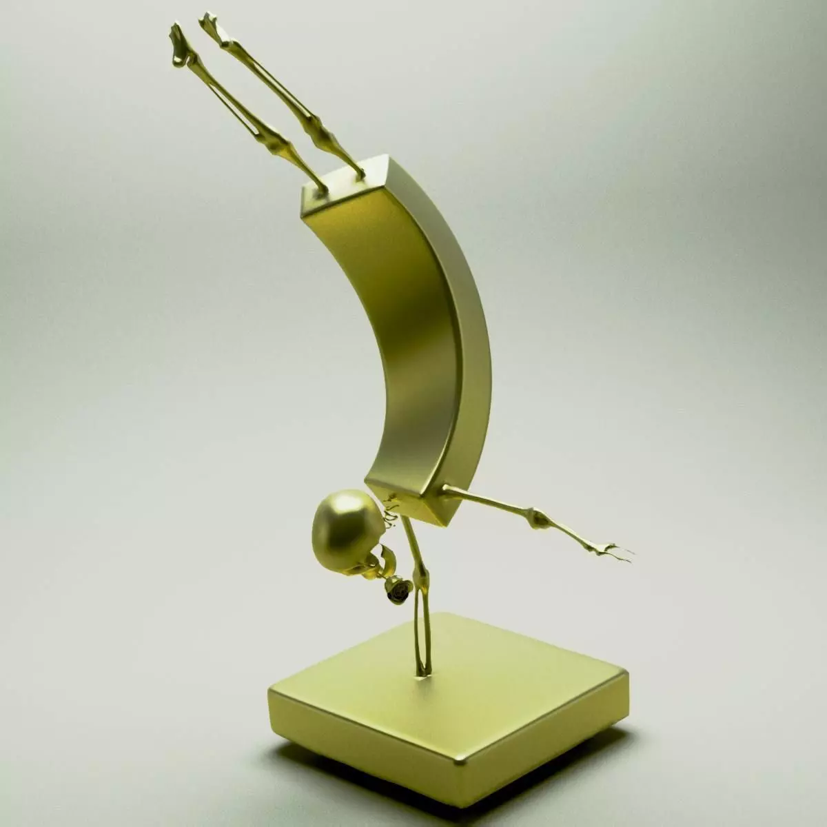 Gymnast gold sculpture of man doing flips 3D model_0