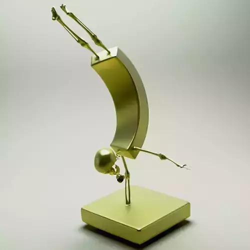 Gymnast gold sculpture of man doing flips 3D model