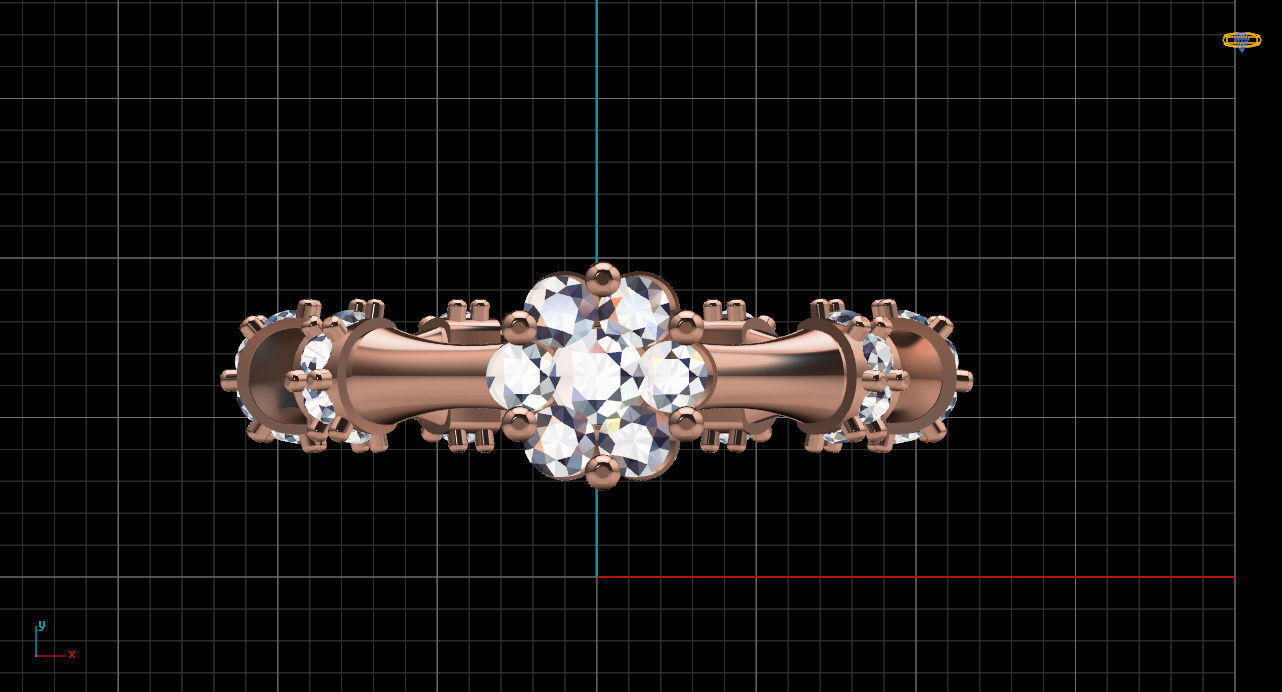 ring3 gold ring with diamonds in center 3D print model_8