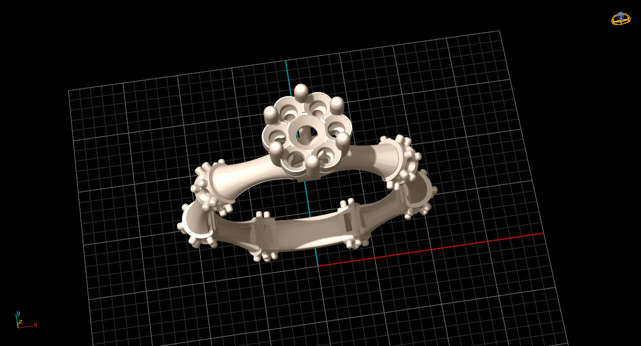 ring3 gold ring with diamonds in center 3D print model_15