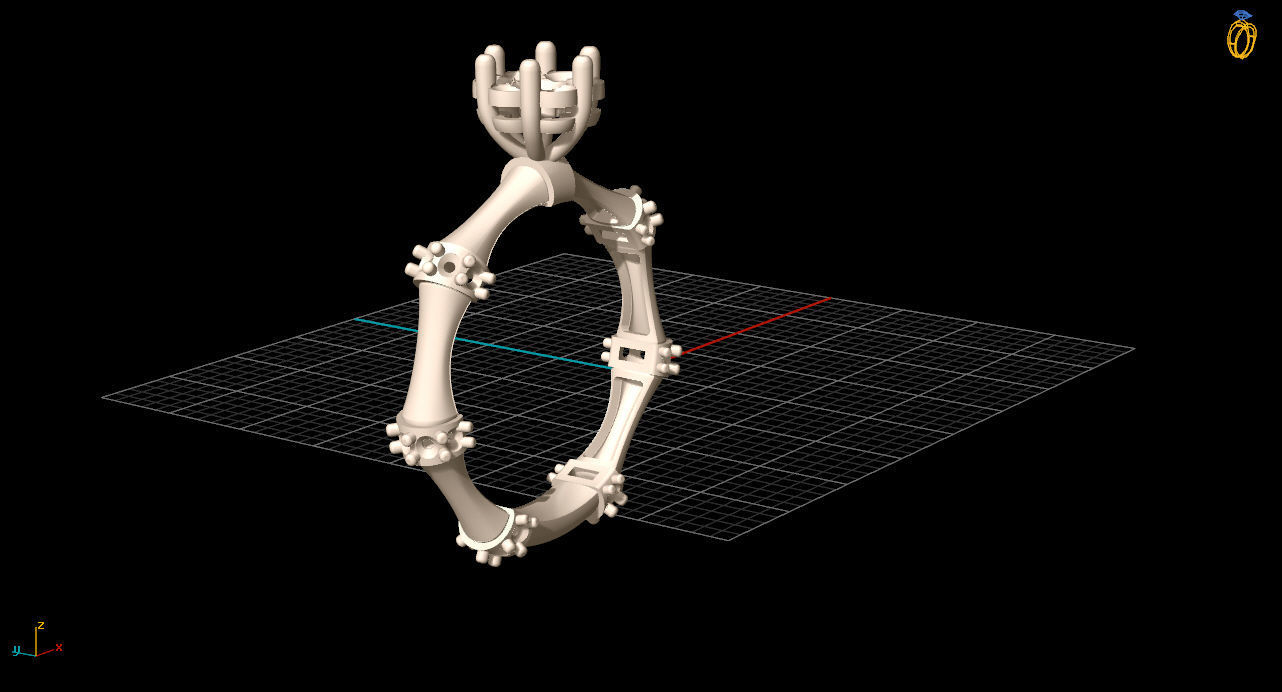ring3 gold ring with diamonds in center 3D print model_4
