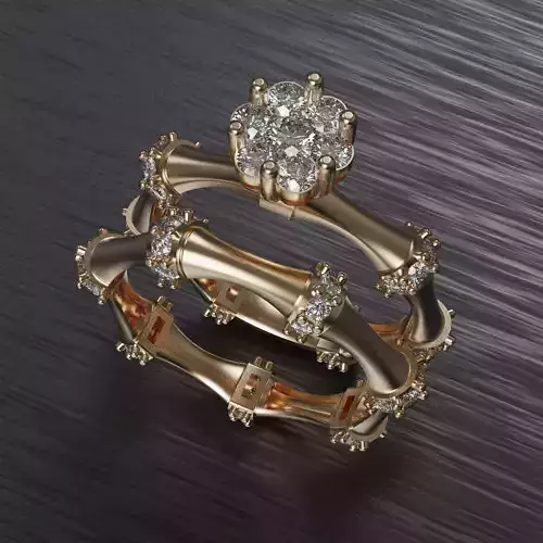 ring3 gold ring with diamonds in center