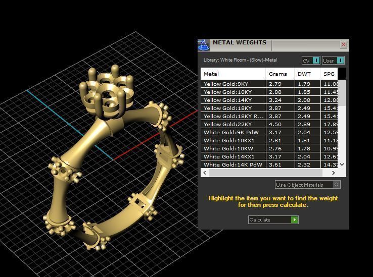ring3 gold ring with diamonds in center 3D print model_16