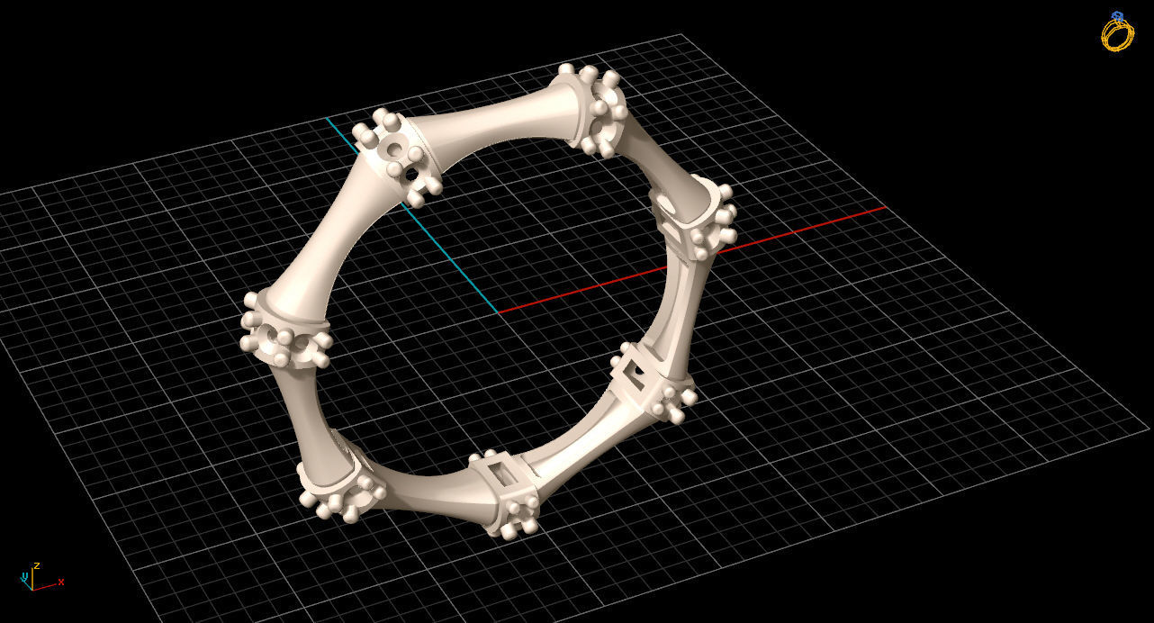 ring3 gold ring with diamonds in center 3D print model_21
