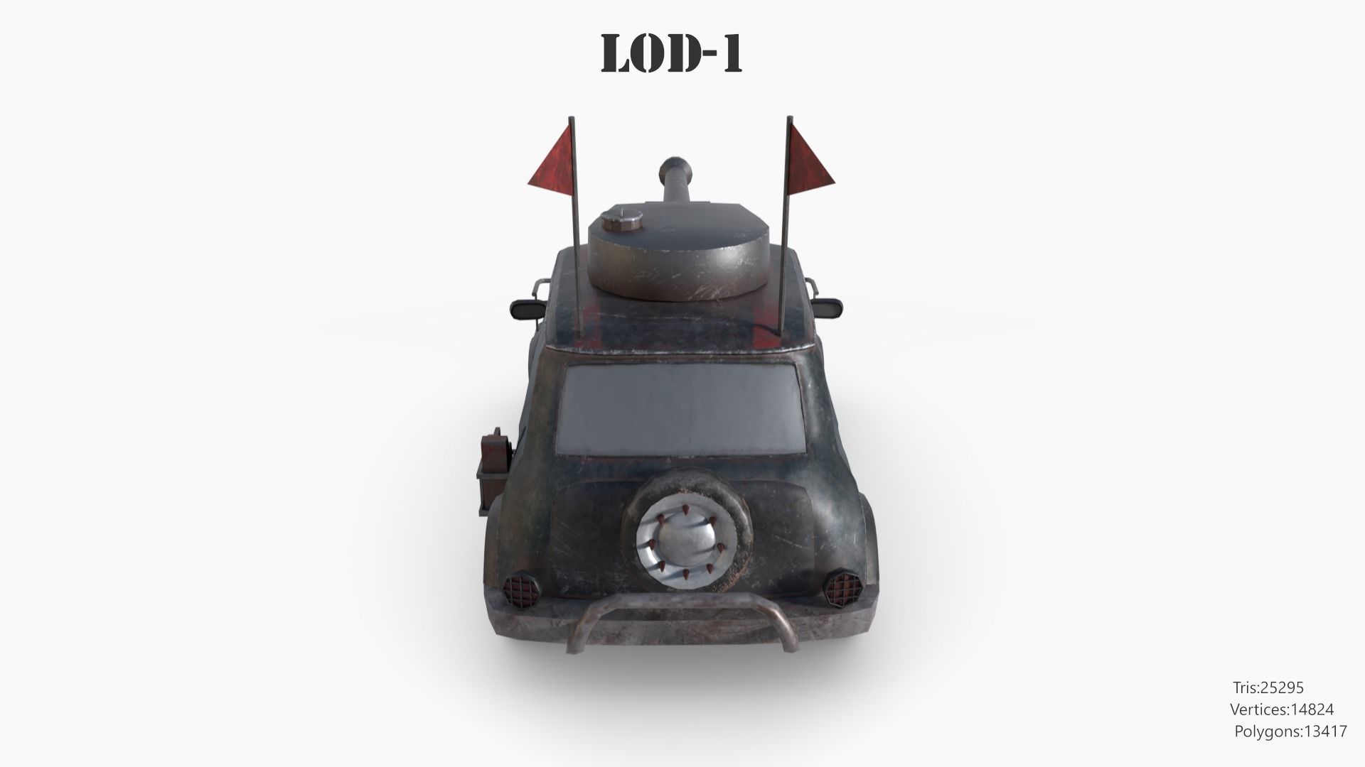 Post Apocalyptic Mini Morris Low-poly War Car Game Asset Low-poly 3D model_30
