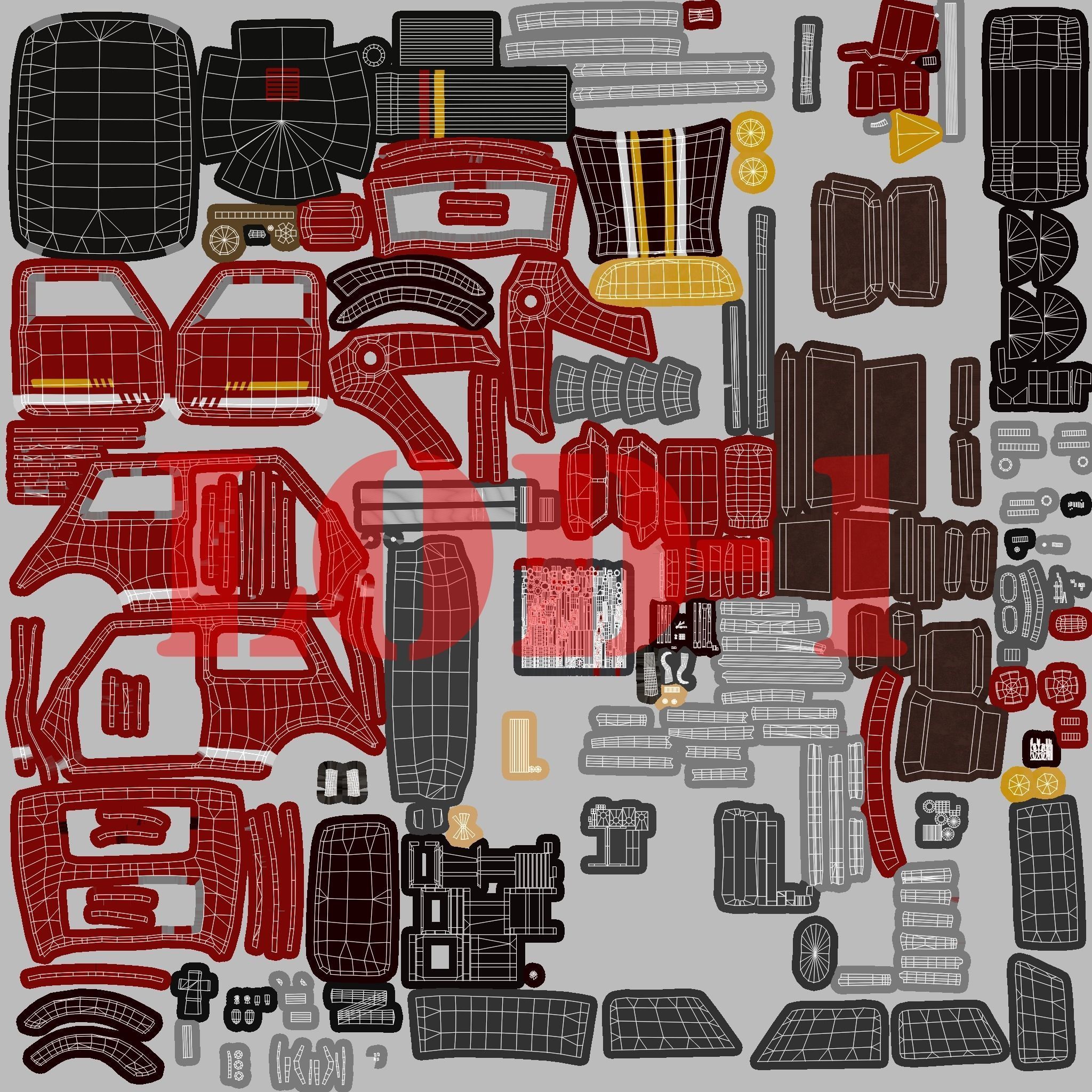 Post Apocalyptic Mini Morris Low-poly War Car Game Asset Low-poly 3D model_85