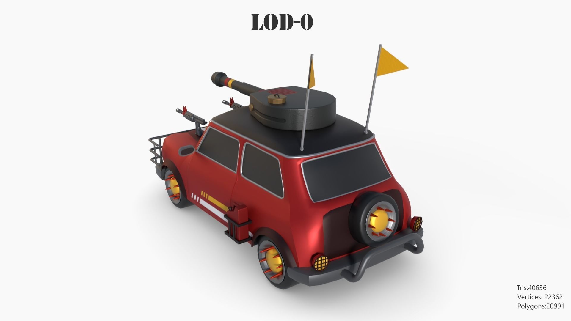 Post Apocalyptic Mini Morris Low-poly War Car Game Asset Low-poly 3D model_14
