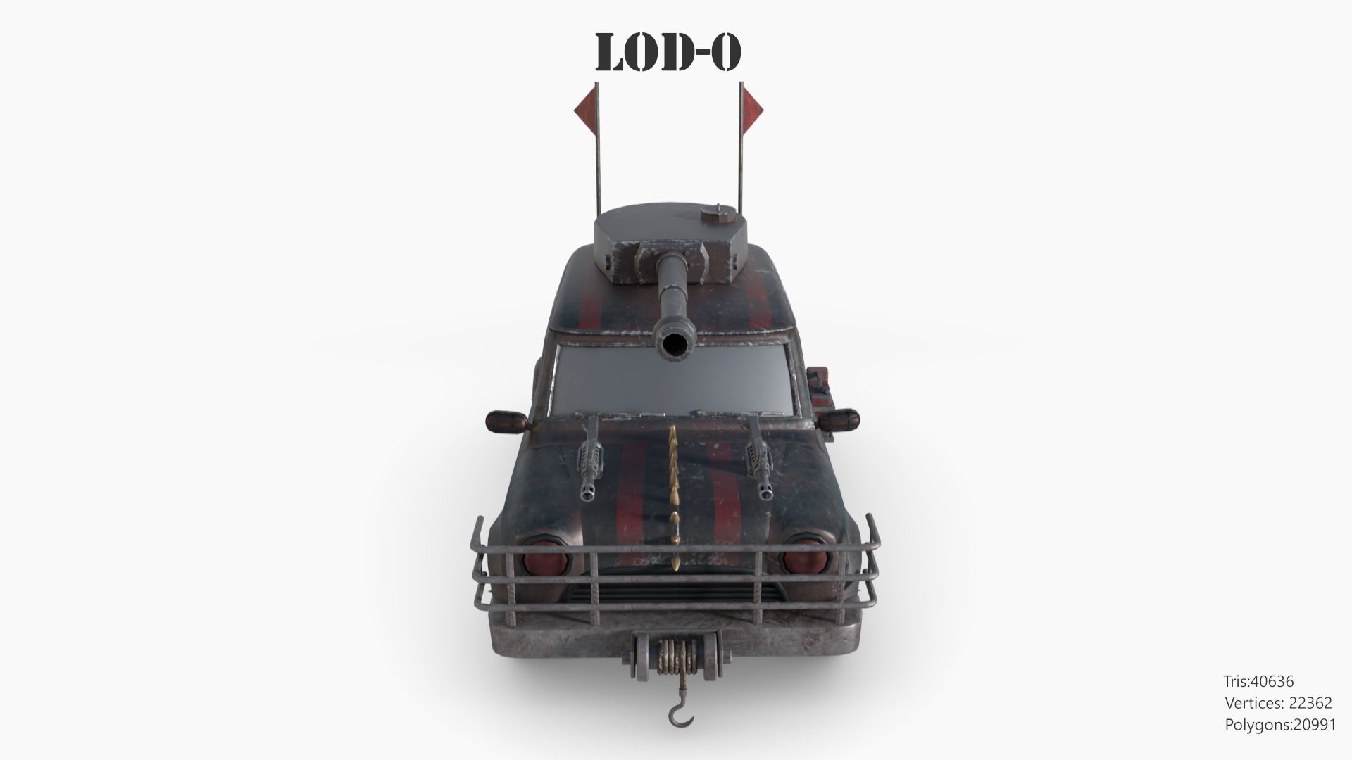Post Apocalyptic Mini Morris Low-poly War Car Game Asset Low-poly 3D model_11