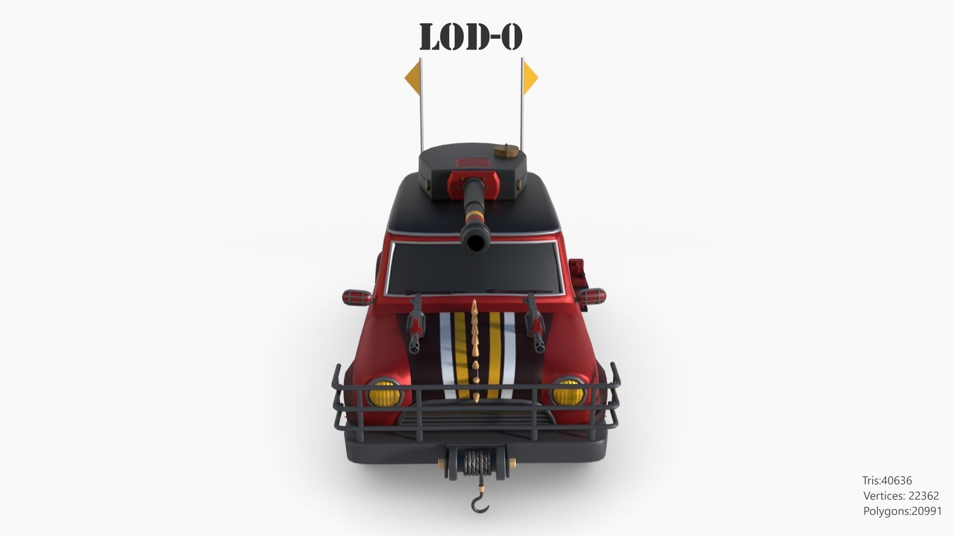Post Apocalyptic Mini Morris Low-poly War Car Game Asset Low-poly 3D model_16