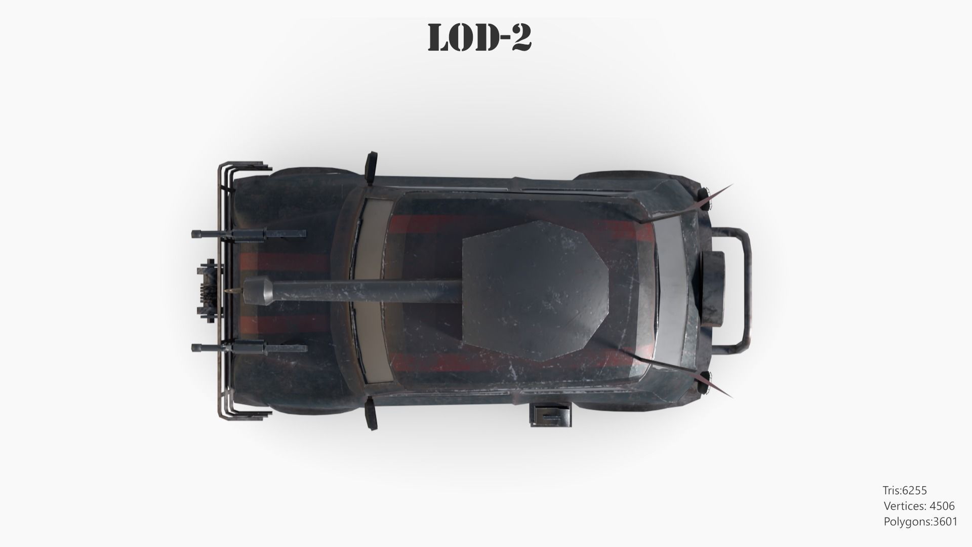 Post Apocalyptic Mini Morris Low-poly War Car Game Asset Low-poly 3D model_70