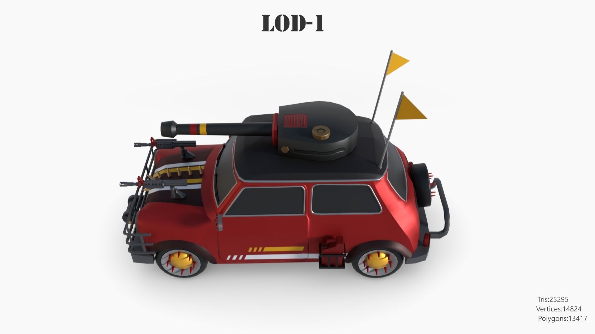 Post Apocalyptic Mini Morris Low-poly War Car Game Asset Low-poly 3D model_38