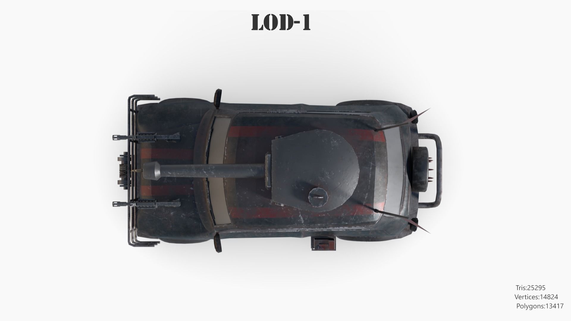 Post Apocalyptic Mini Morris Low-poly War Car Game Asset Low-poly 3D model_33