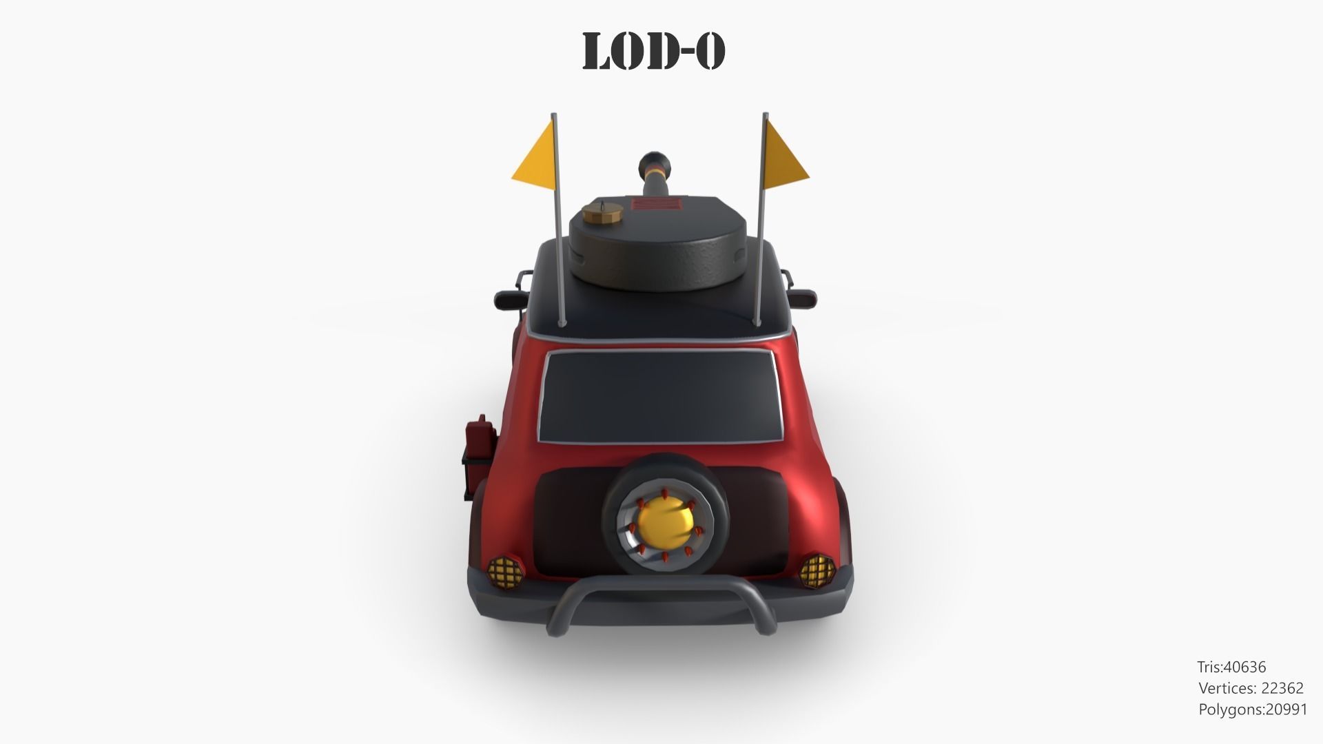 Post Apocalyptic Mini Morris Low-poly War Car Game Asset Low-poly 3D model_17