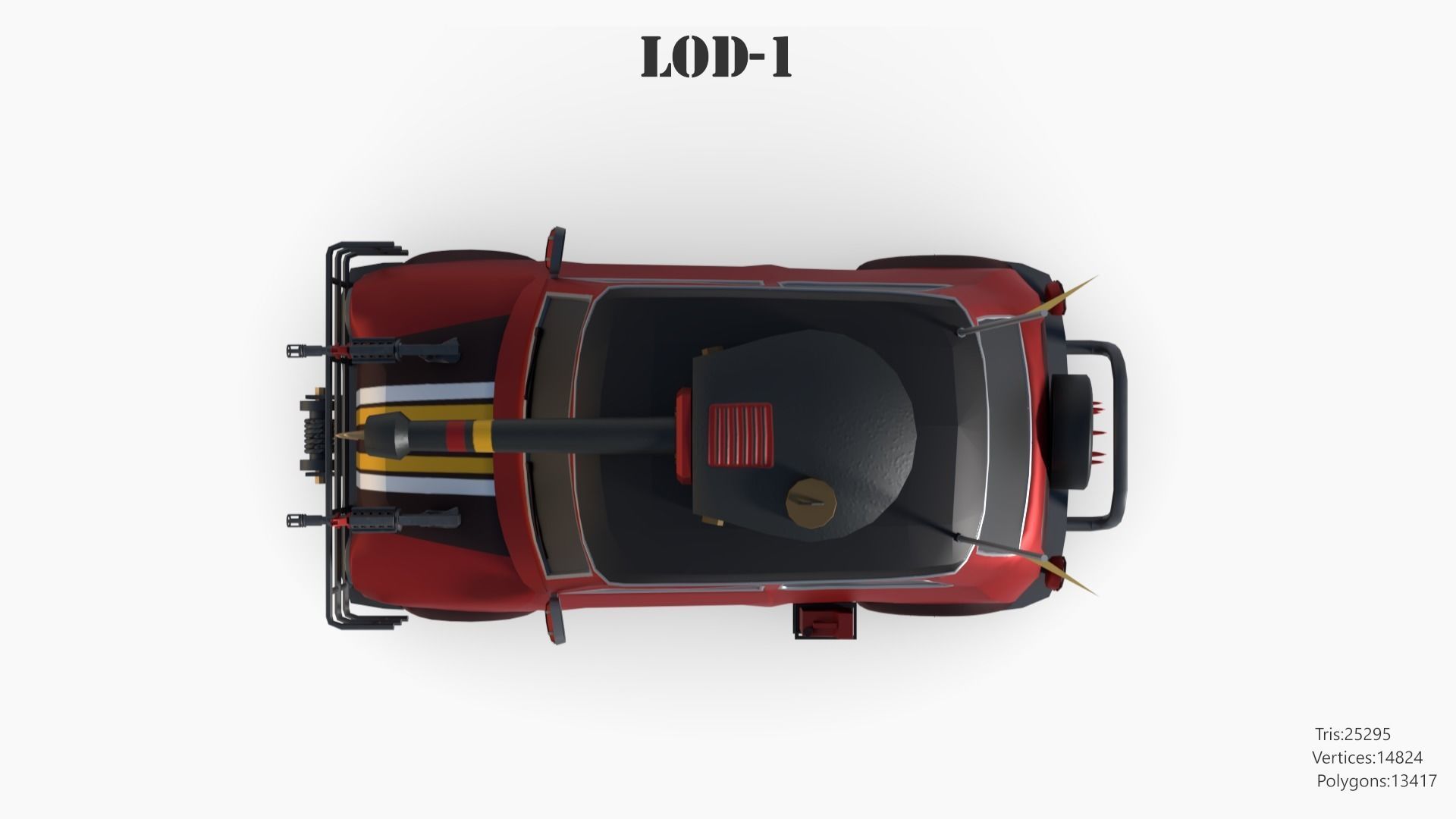 Post Apocalyptic Mini Morris Low-poly War Car Game Asset Low-poly 3D model_39