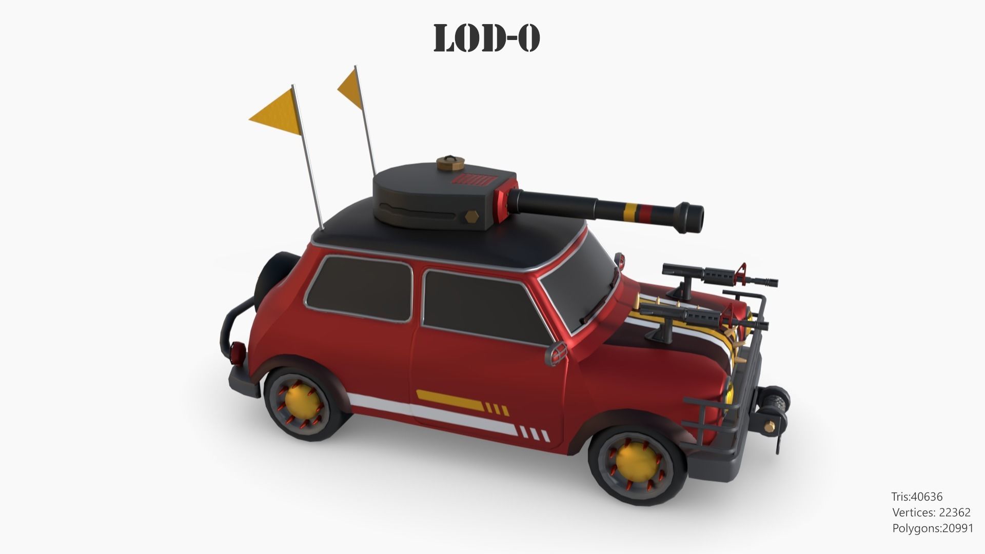Post Apocalyptic Mini Morris Low-poly War Car Game Asset Low-poly 3D model_20