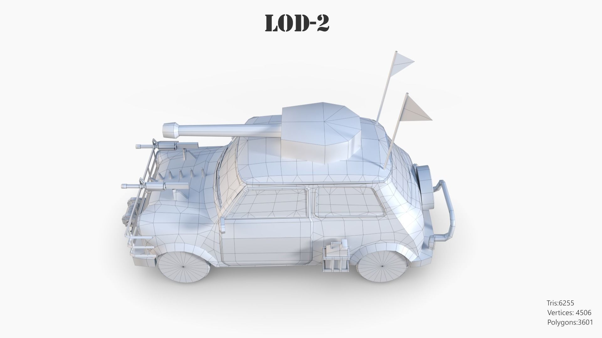 Post Apocalyptic Mini Morris Low-poly War Car Game Asset Low-poly 3D model_73