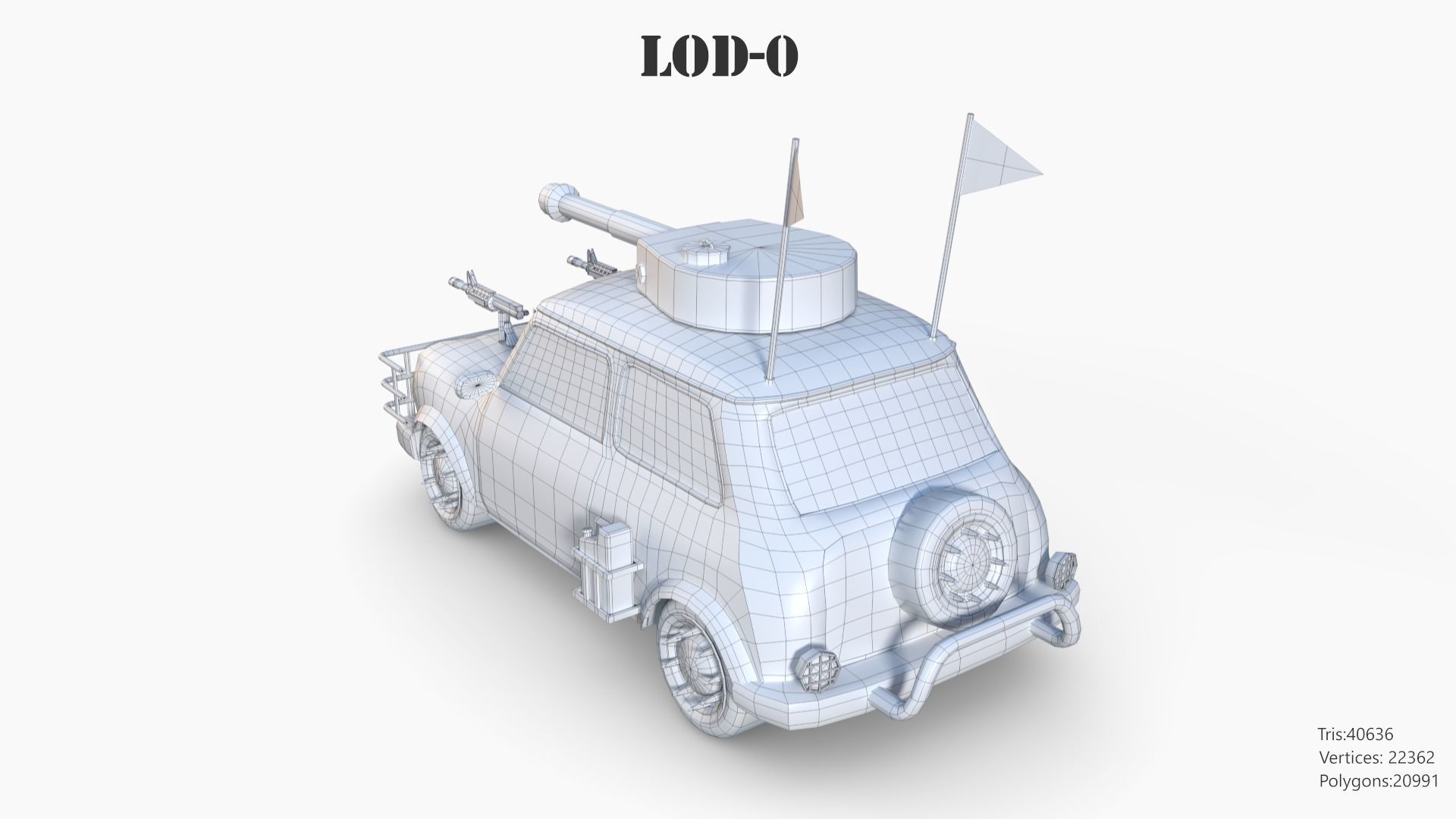 Post Apocalyptic Mini Morris Low-poly War Car Game Asset Low-poly 3D model_26