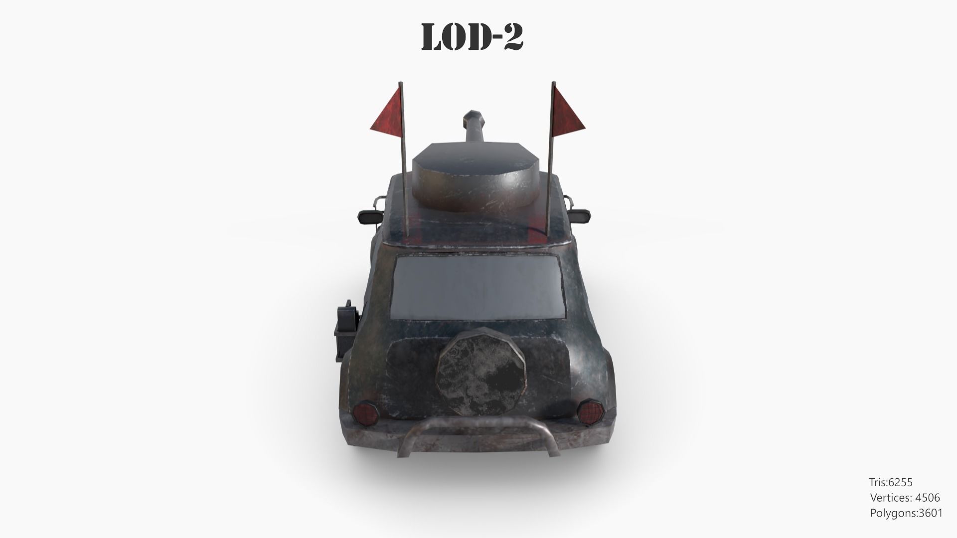 Post Apocalyptic Mini Morris Low-poly War Car Game Asset Low-poly 3D model_55