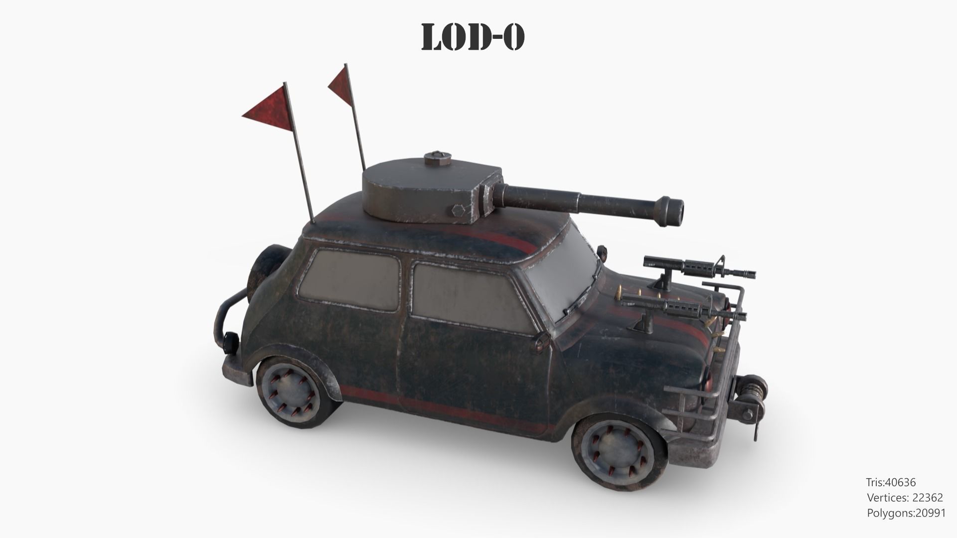 Post Apocalyptic Mini Morris Low-poly War Car Game Asset Low-poly 3D model_72