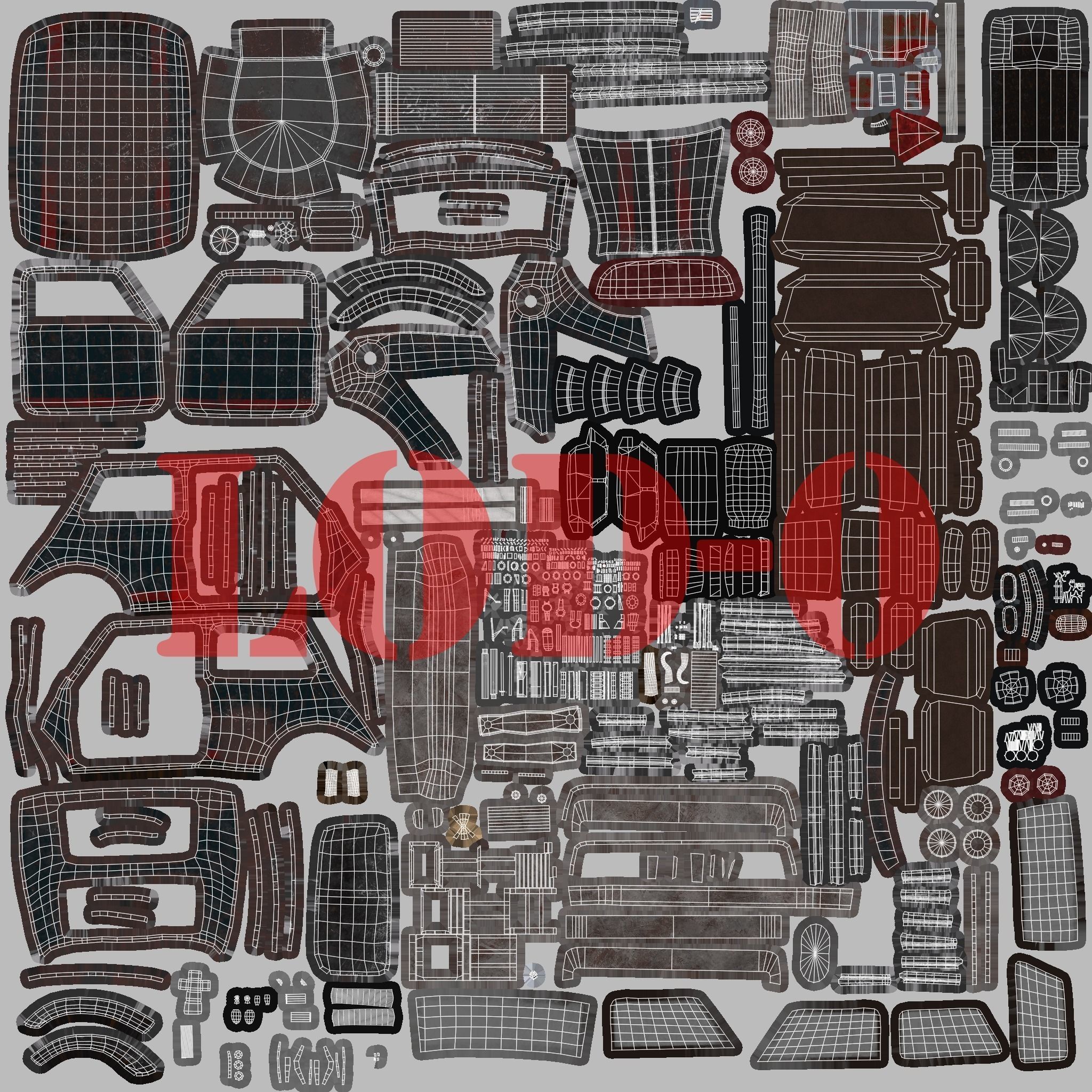 Post Apocalyptic Mini Morris Low-poly War Car Game Asset Low-poly 3D model_79