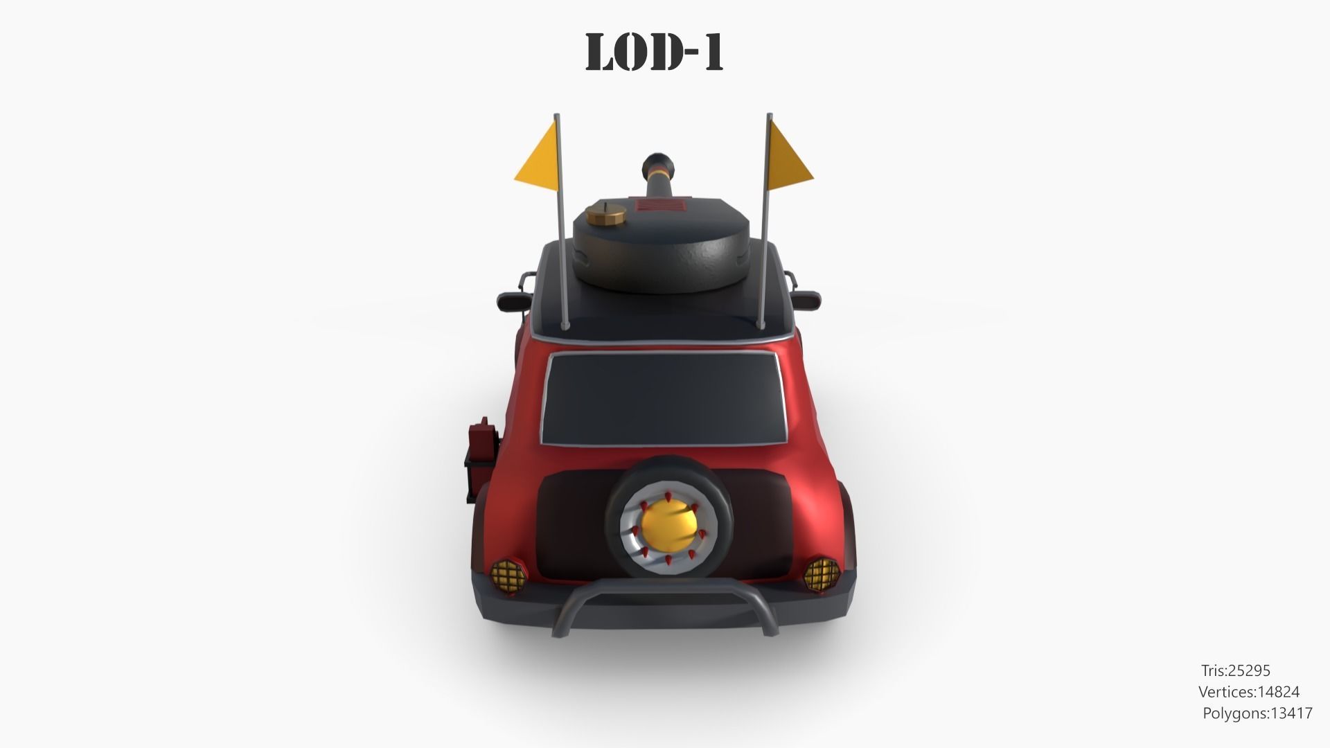 Post Apocalyptic Mini Morris Low-poly War Car Game Asset Low-poly 3D model_41