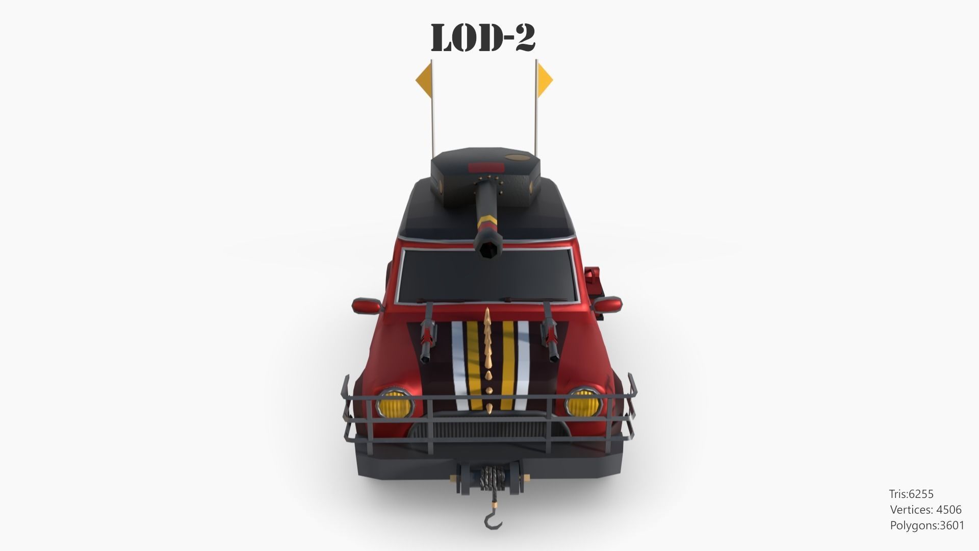 Post Apocalyptic Mini Morris Low-poly War Car Game Asset Low-poly 3D model_59