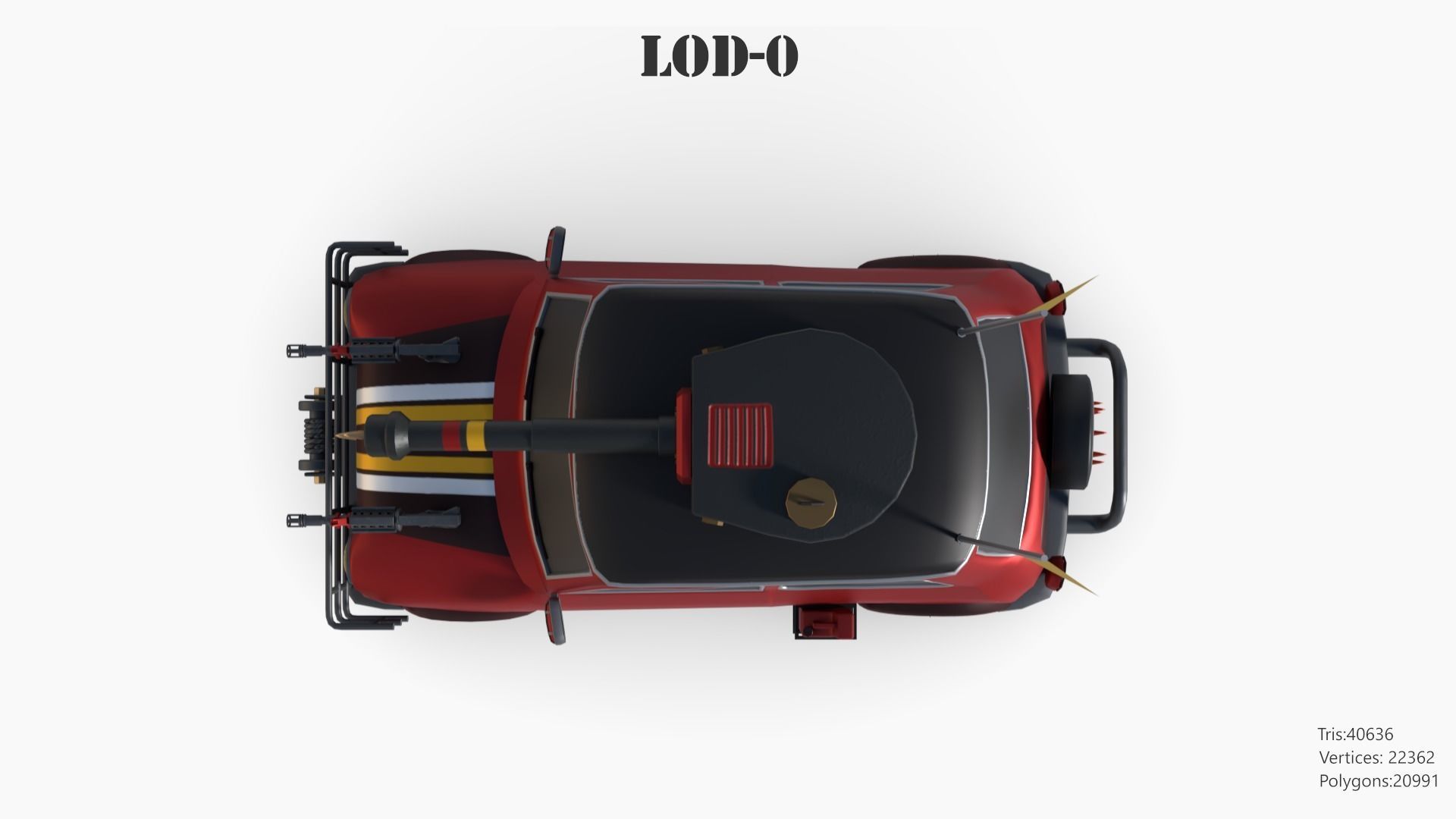 Post Apocalyptic Mini Morris Low-poly War Car Game Asset Low-poly 3D model_15