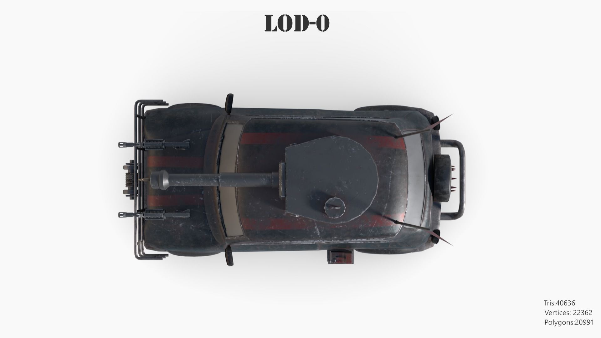 Post Apocalyptic Mini Morris Low-poly War Car Game Asset Low-poly 3D model_12