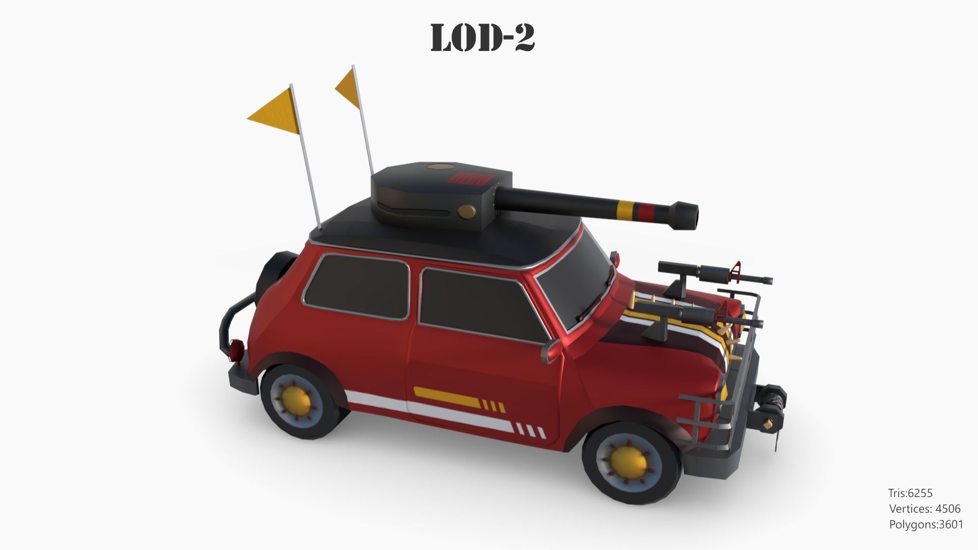 Post Apocalyptic Mini Morris Low-poly War Car Game Asset Low-poly 3D model_64