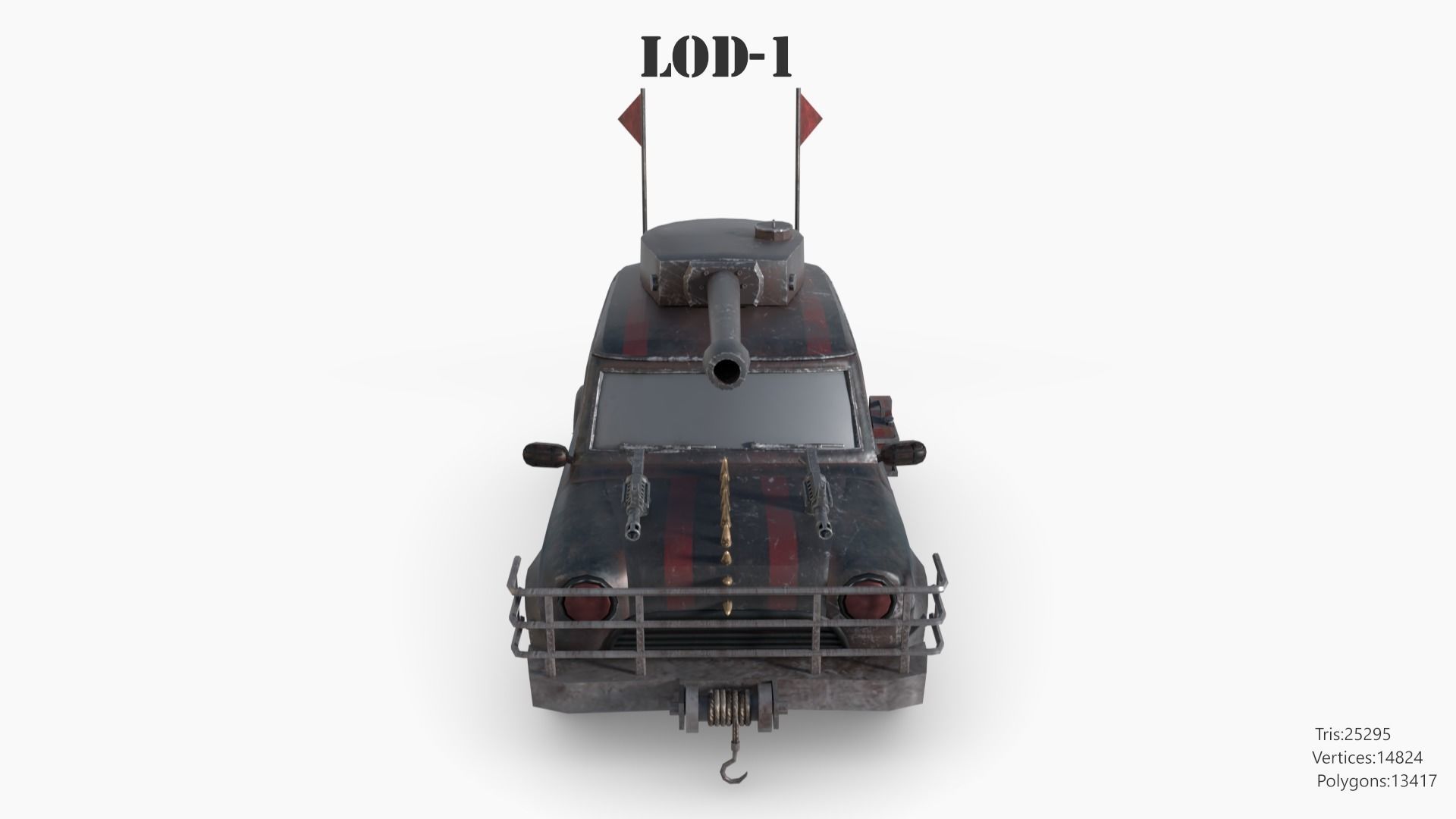 Post Apocalyptic Mini Morris Low-poly War Car Game Asset Low-poly 3D model_31