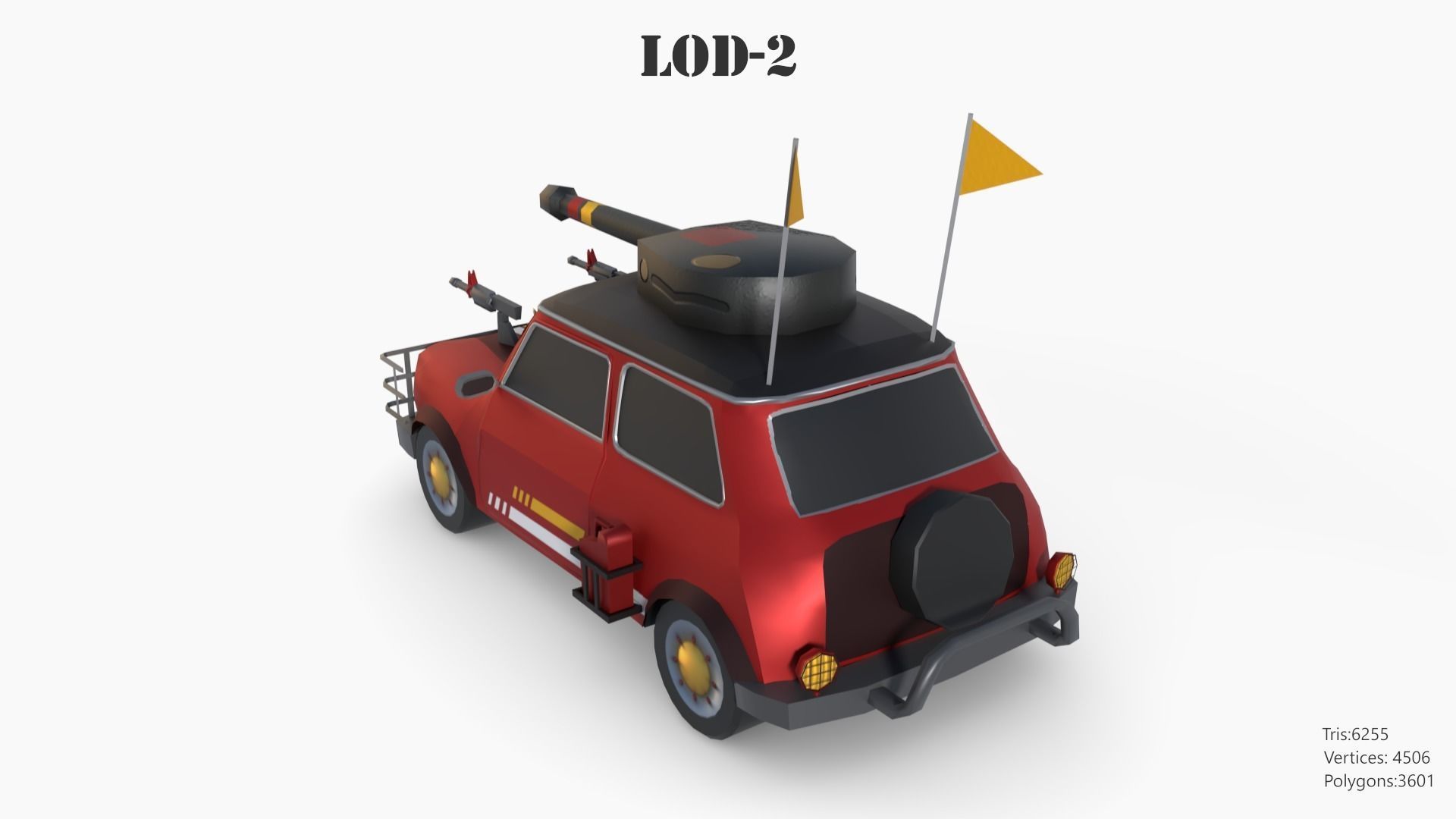 Post Apocalyptic Mini Morris Low-poly War Car Game Asset Low-poly 3D model_61