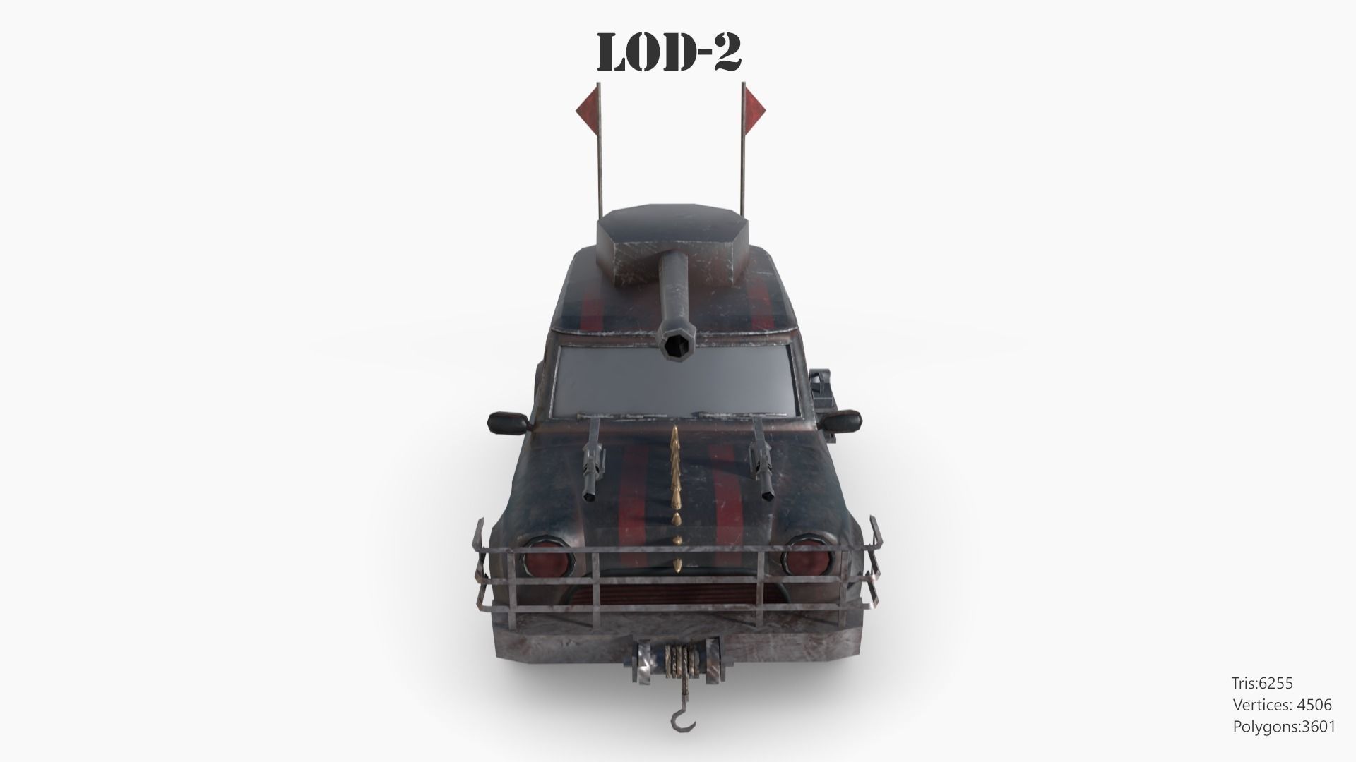 Post Apocalyptic Mini Morris Low-poly War Car Game Asset Low-poly 3D model_54