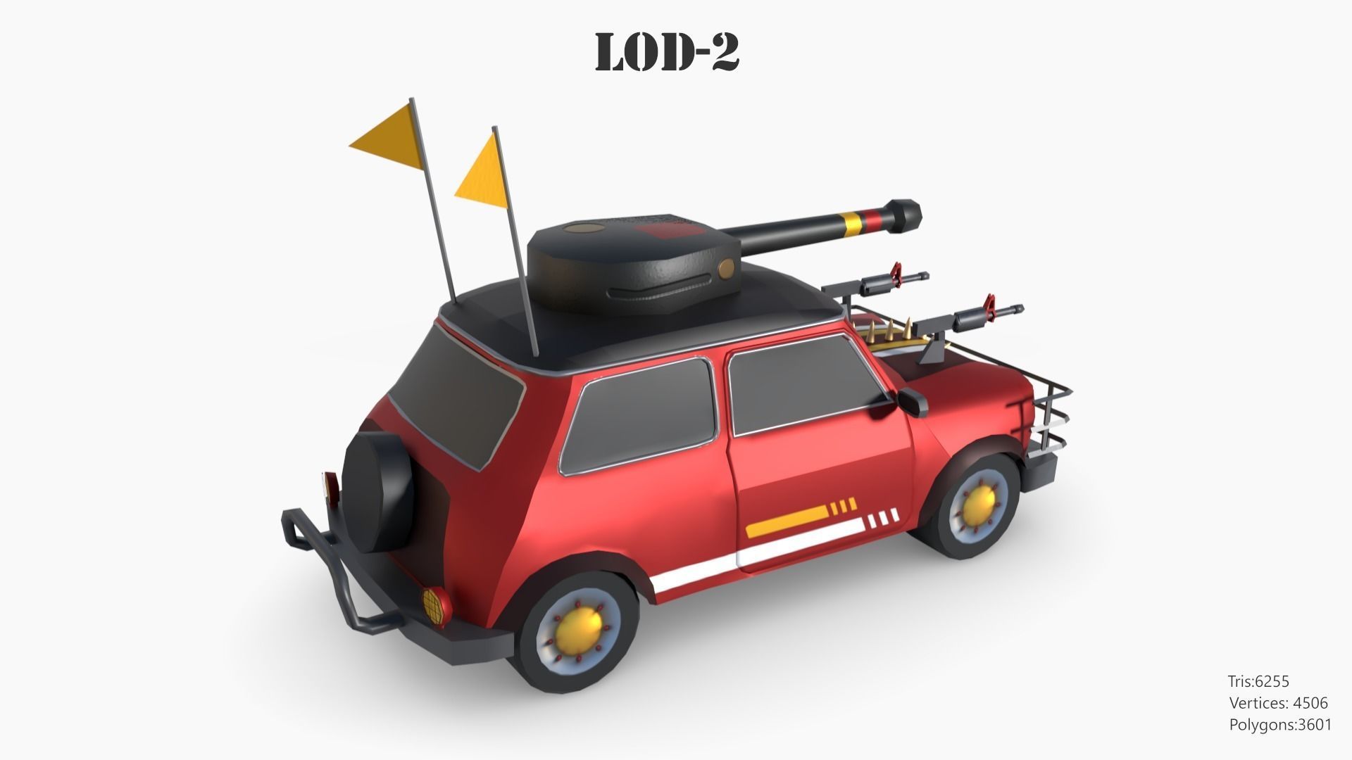 Post Apocalyptic Mini Morris Low-poly War Car Game Asset Low-poly 3D model_65