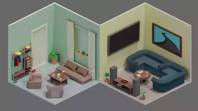 room 5 living with two couches and television