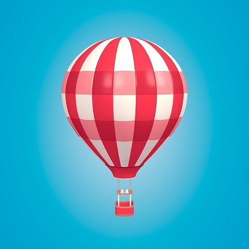 Hot Air Balloon Low-poly 3D model